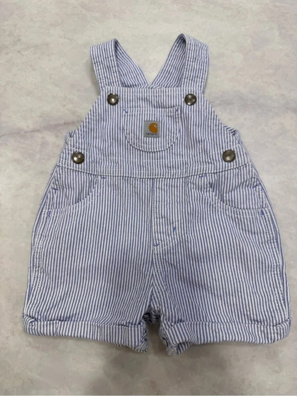 Carhartt Purple & White Striped Baby Short Overalls - Picture 1 of 4